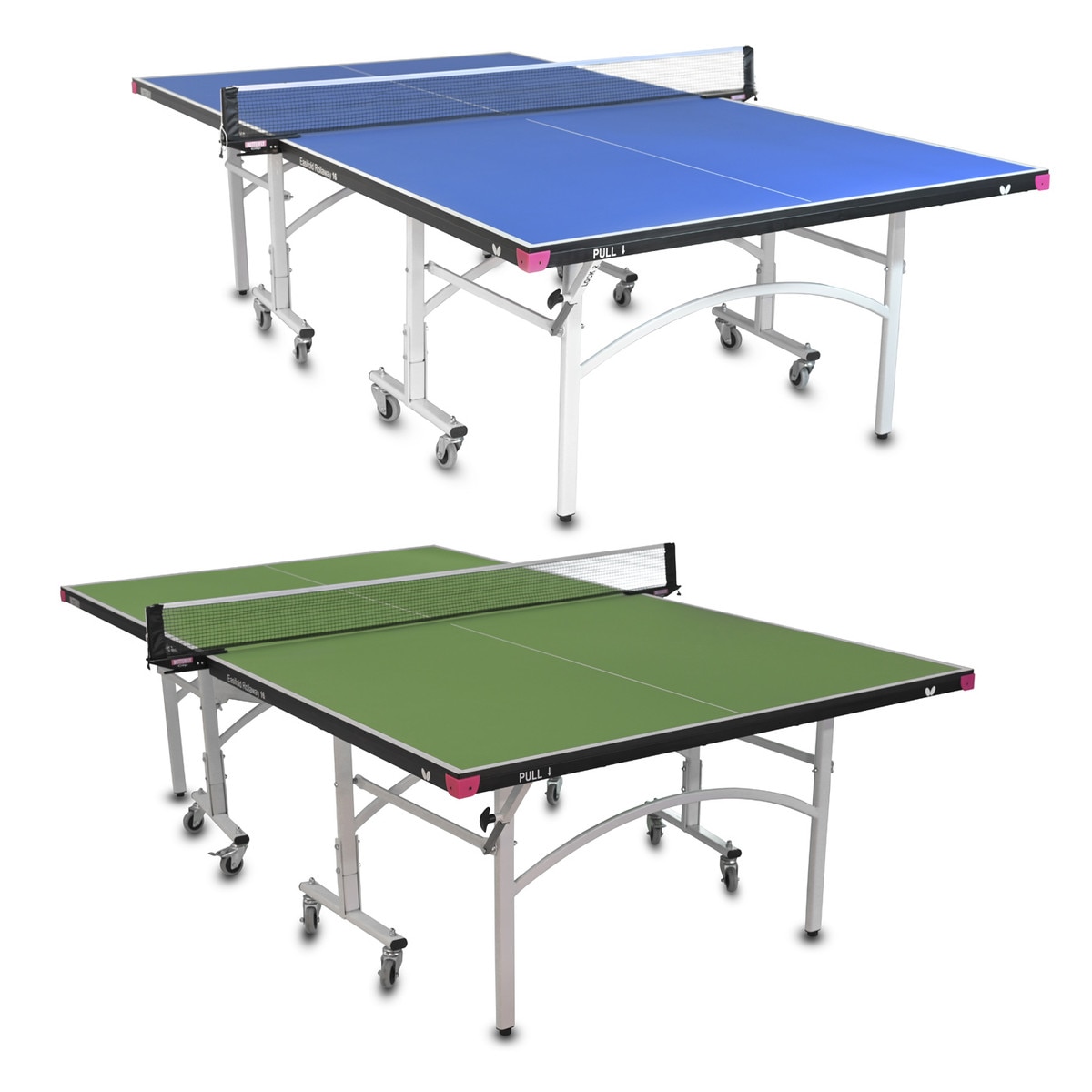 Easifold 16 Ping Pong Table, is a Quick Assembly Ping Pong Table available in Blue or Green tops that Features a 16mm Thick Top with a Sturdy Frame and Compact Folding Storage